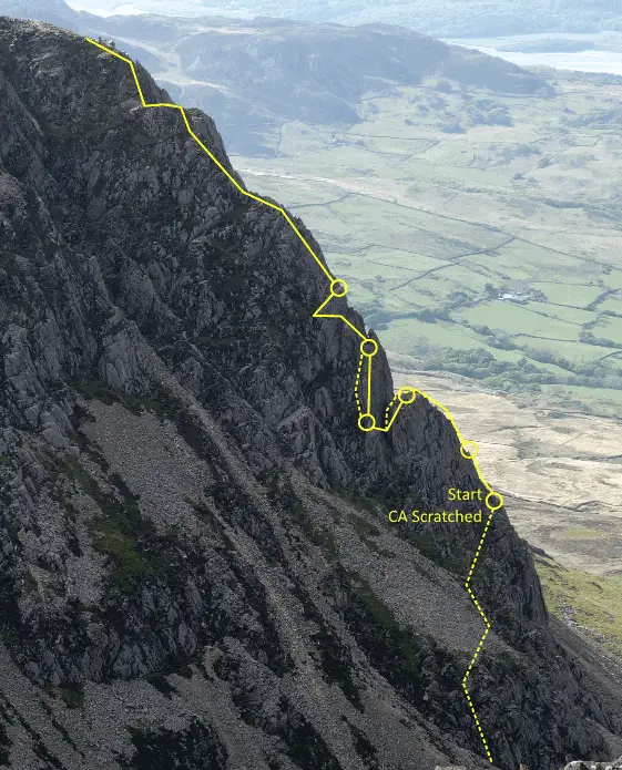 The Cyfrwy Arete Route Line