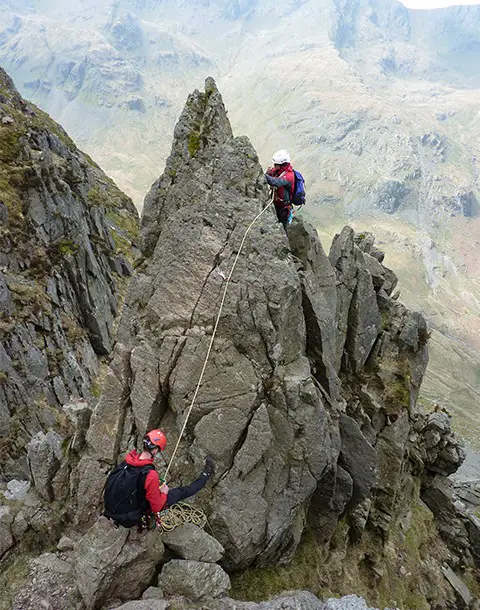 The team training on the pinnacles