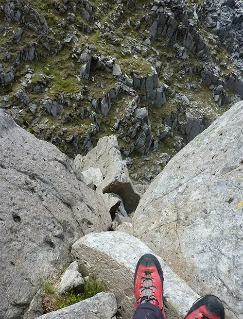 View from crux corner on Dolman