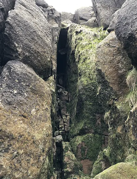 Chimney crux move, very slimy.