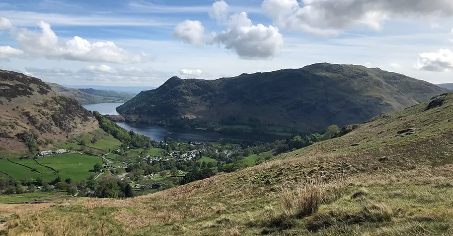 Approach walk of Striding Edge, view of Glenridding