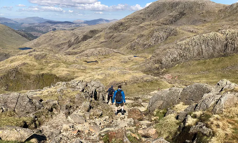 Descending the corridor route on scafell pike