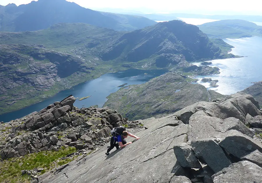 Slab scrambling on the upper sections.