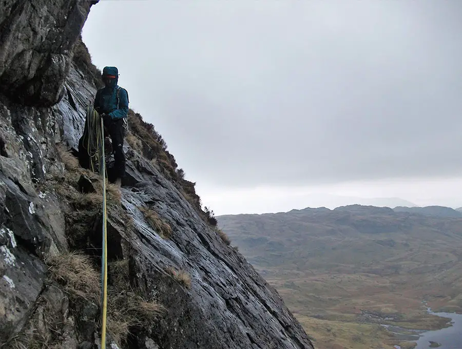 Belay on crescent climb