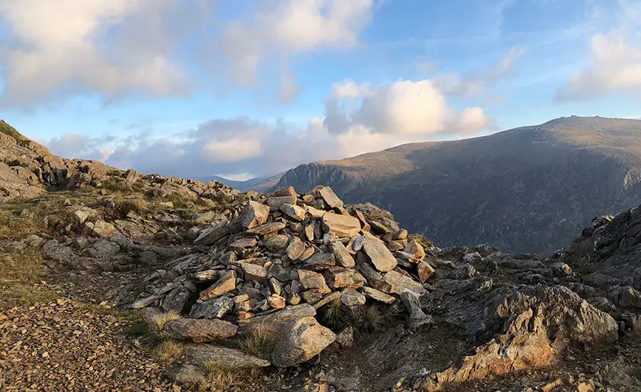 Cairn on Crib Goch approach path