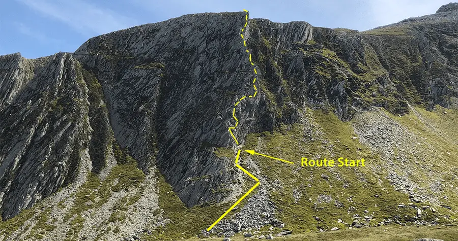 cneifion arete route line